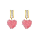 Love Is Full Of Peach Heart Earrings Temperament And High Sense - Swefashionstore