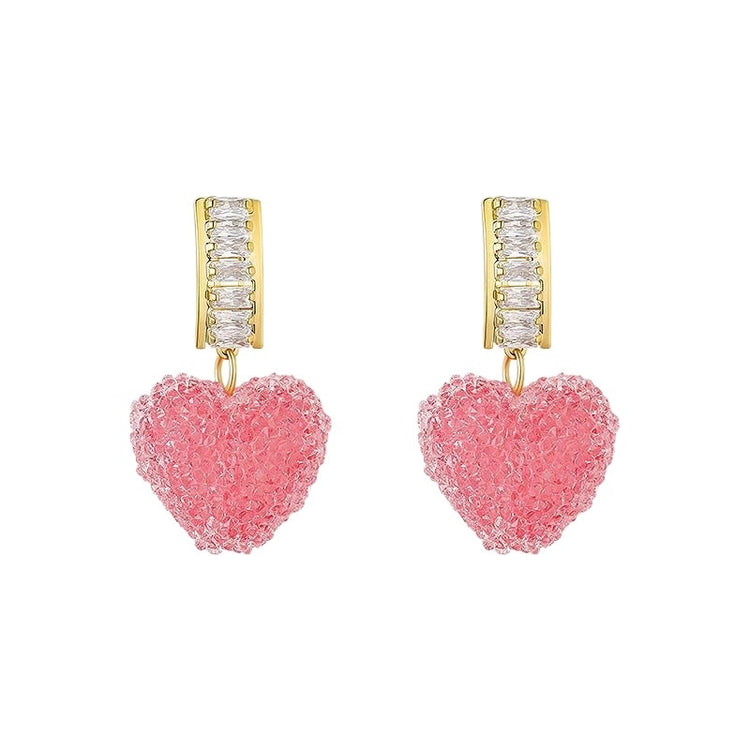 Love Is Full Of Peach Heart Earrings Temperament And High Sense - Swefashionstore