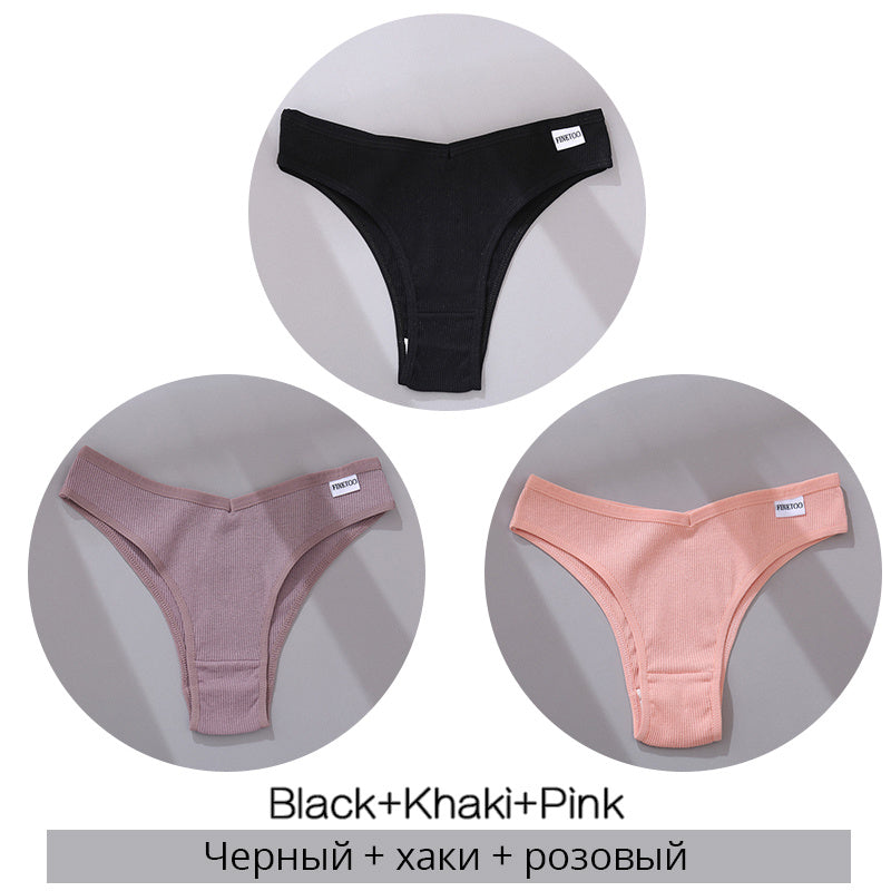 Bestseller 3Pcs Women Cotton-Thong Underwear - Swefashionstore