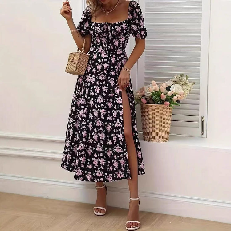 Summer Fashion Lace-up Beach Long Dresses Women&