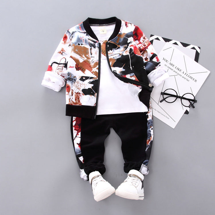 Boys Handsome Autumn And Winter Clothes Three-Piece Kid Clothes - Swefashionstore