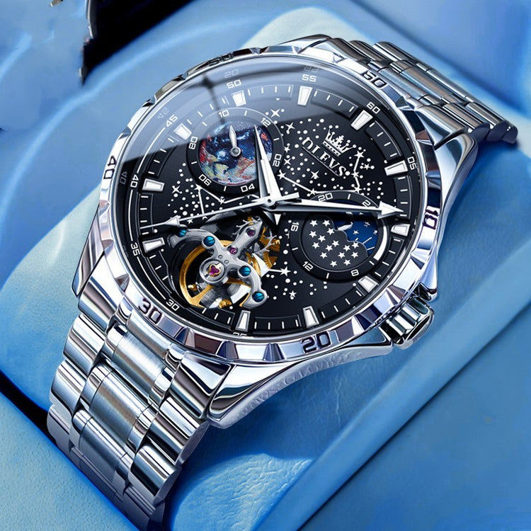 Fashion Starry Sky Mechanical Watch Business Hollow Waterproof Men - Swefashionstore
