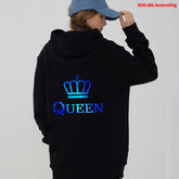 Women Hoodies King Queen Printed Sweatshirt Lovers - Swefashionstore