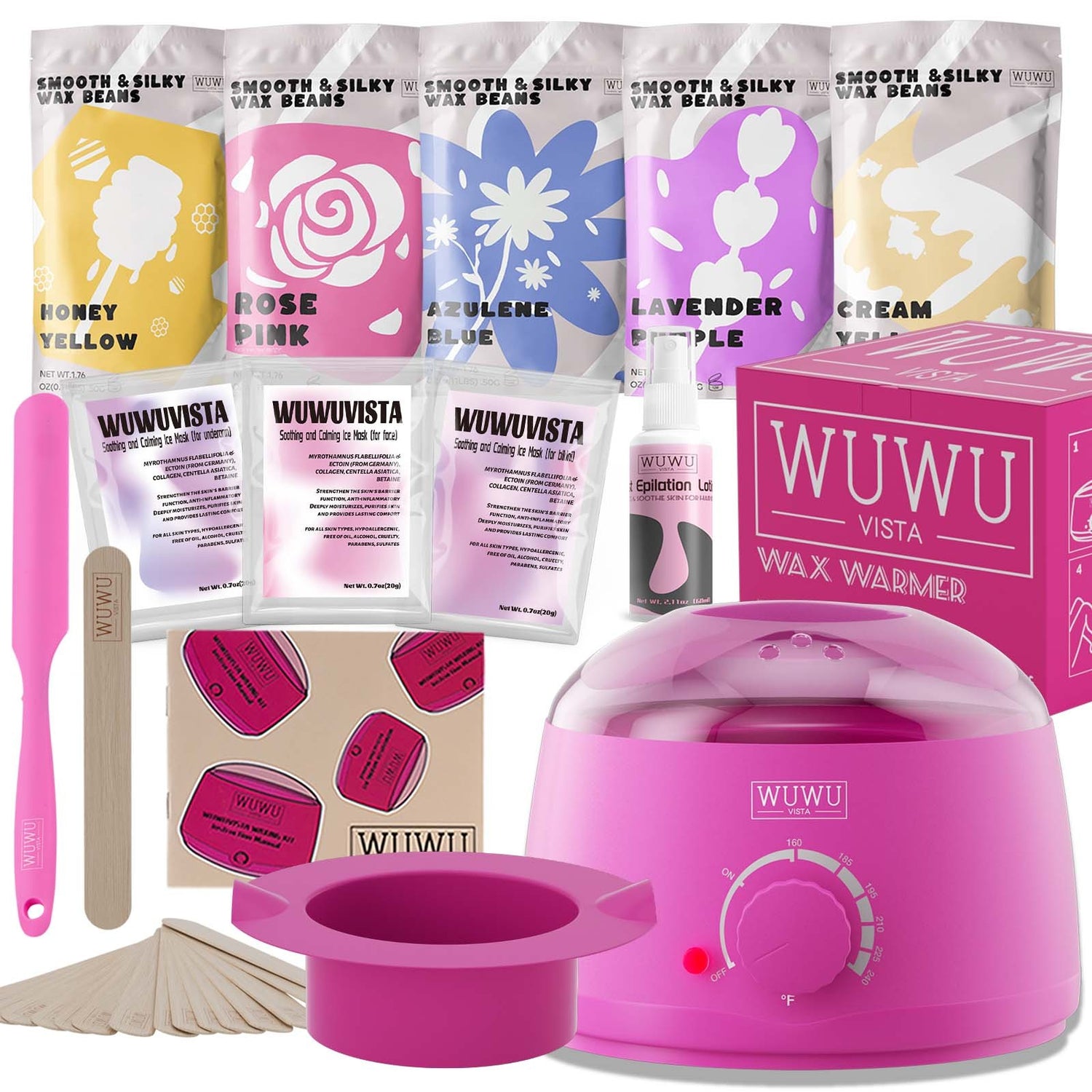 Waxing Kit WUWUVISTA 23 Items Hair Removal With Wax Warmer - Swefashionstore