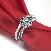 925 Silver Gold-plated Six-claw Ring With Moissanite Female T Carbon Diamond - Swefashionstore