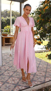 V-neck Short-sleeved Dress for Summer Fashion - Swefashionstore