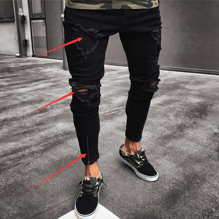 JEANS For Men Trousers Long BASIC Broken Clothes - Swefashionstore