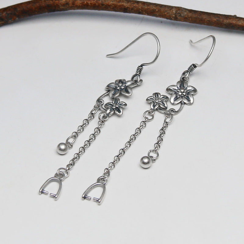 925 Sterling Silver Long Tassel Retro Craft Plum Earrings For Women - Swefashionstore