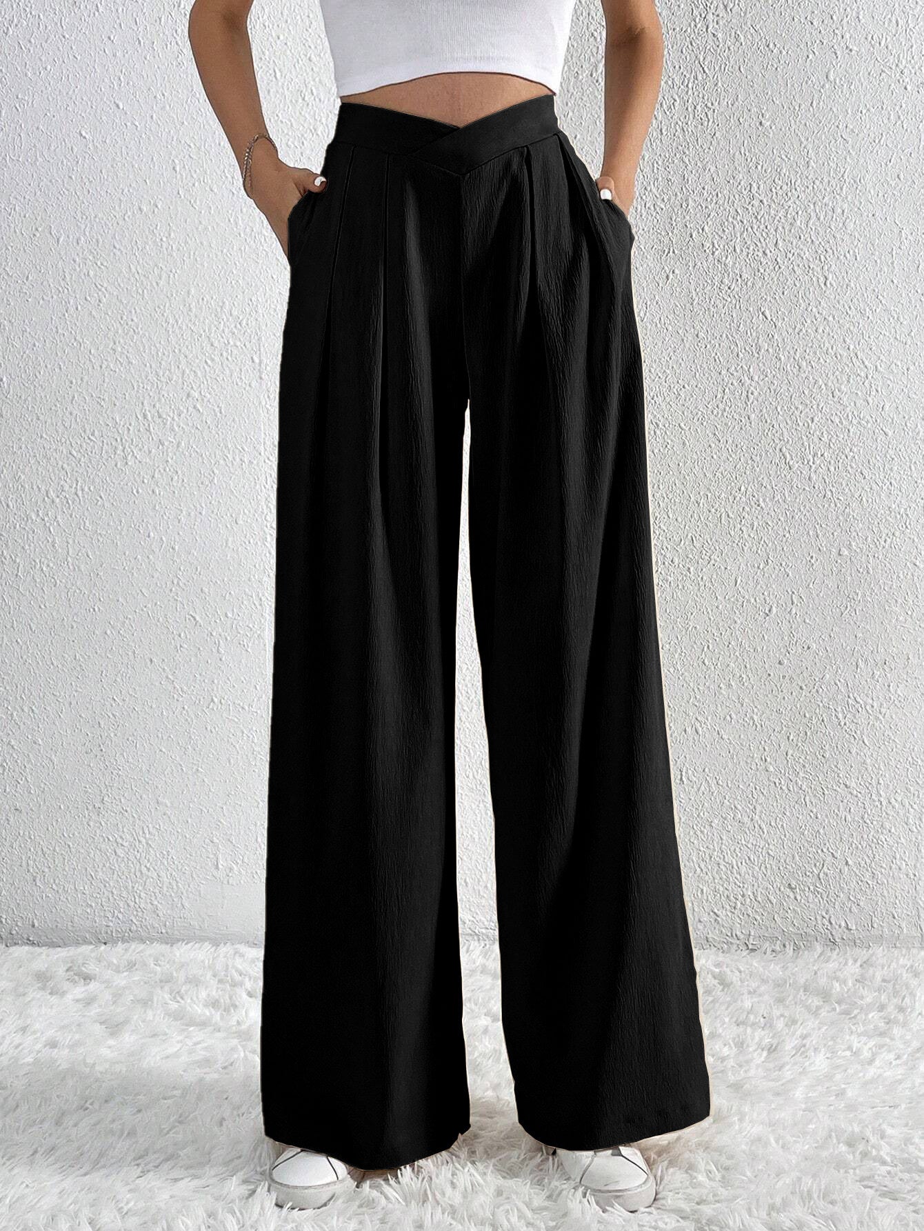 Summer New Solid Color Pleated Casual Wide-leg Pants - Swefashionstore