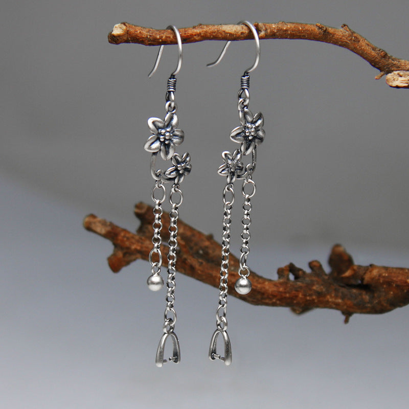 925 Sterling Silver Long Tassel Retro Craft Plum Earrings For Women - Swefashionstore