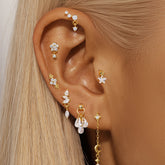 S925 Sterling Silver Moon Diamond Embedded Star Ear Rings - Swefashionstore