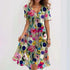 Chiffon Printed Short Sleeve Dress Summer Elegant V-neck Dresses Womens Clothing - Swefashionstore