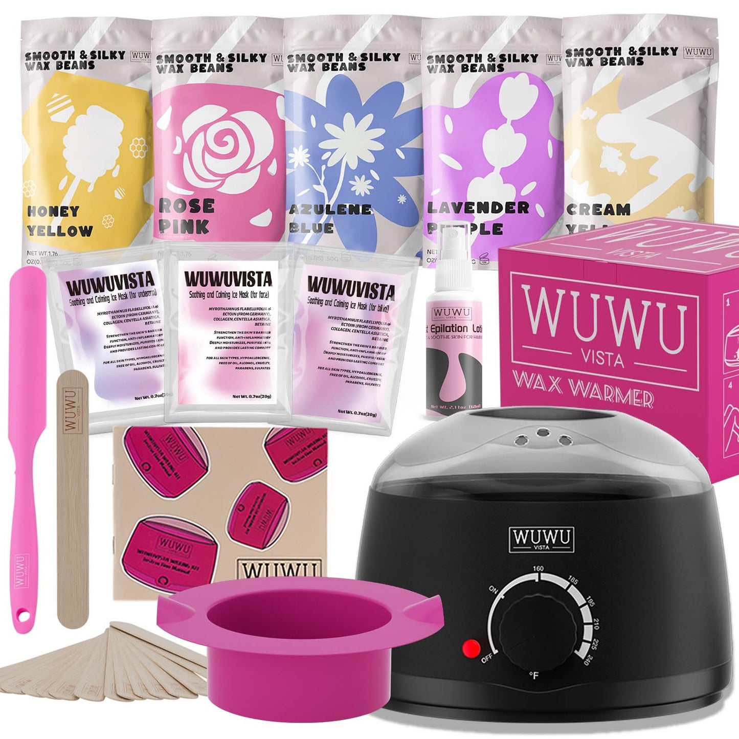 Waxing Kit WUWUVISTA 23 Items Hair Removal With Wax Warmer