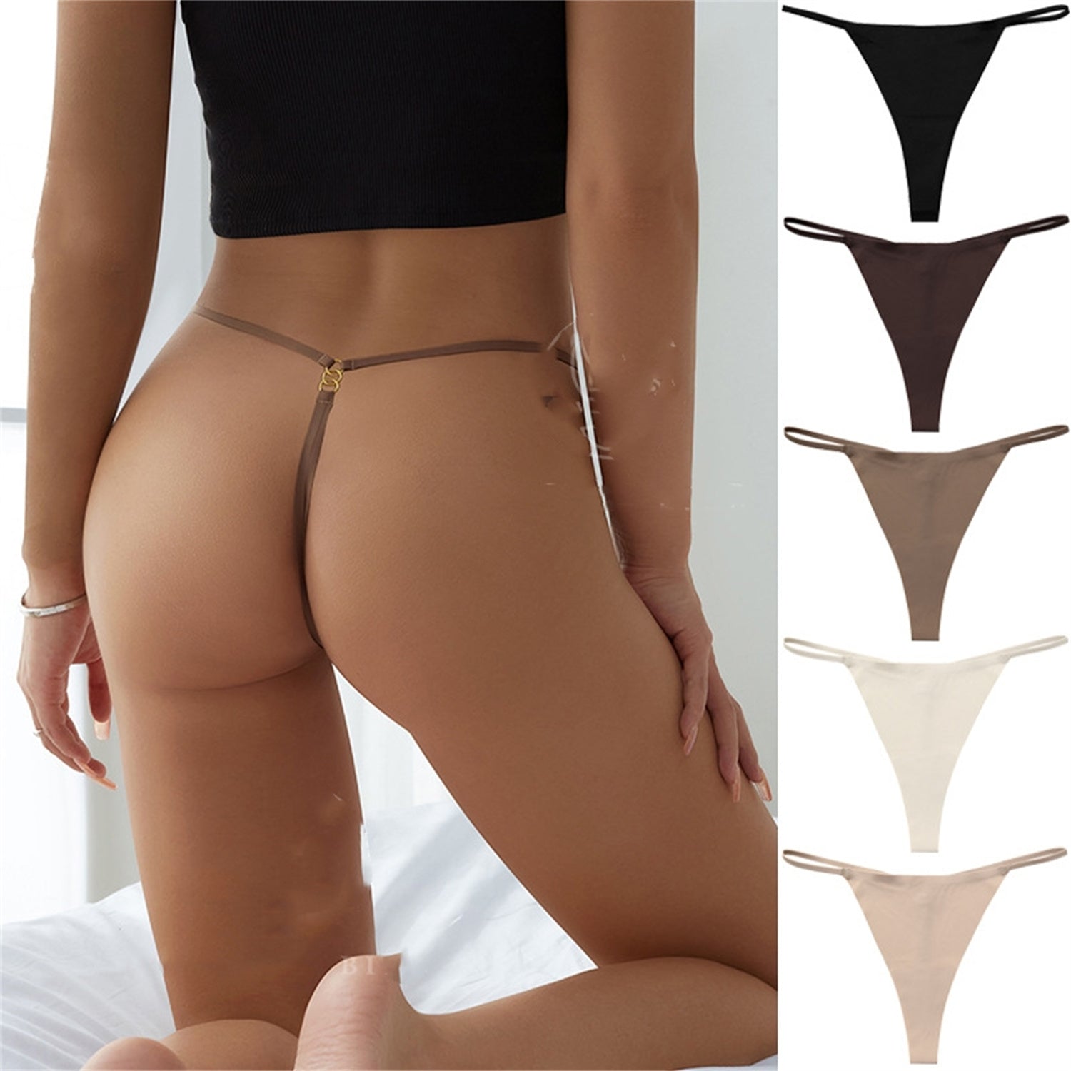 Seamless Thin Belt Buckle T-shaped Panties T-string For Women Underwear - Swefashionstore