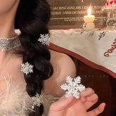 Cyrstal Snowflake Pearl Hair Clip Winter Girls Small Sweet Bobby Pins Women Fashion Retro Flower Hairside Headwear Accessories Hair Jewelry - Swefashionstore