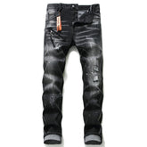 DENIM jeans famous D2 zipper blue hole Pencil Pants - Swefashionstore