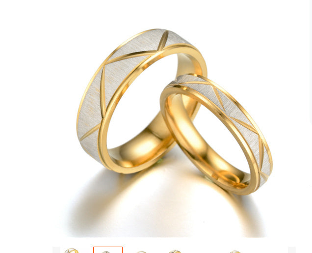 Titanium steel couple ring 24K gold stainless steel ring - Swefashionstore