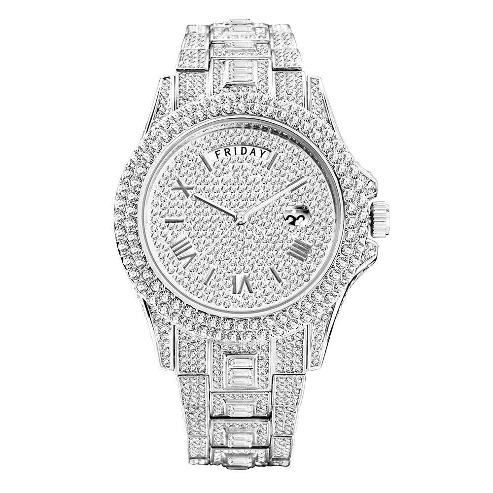 Full Diamond Luxury Quartz Watch with elegant full diamond embellishments.