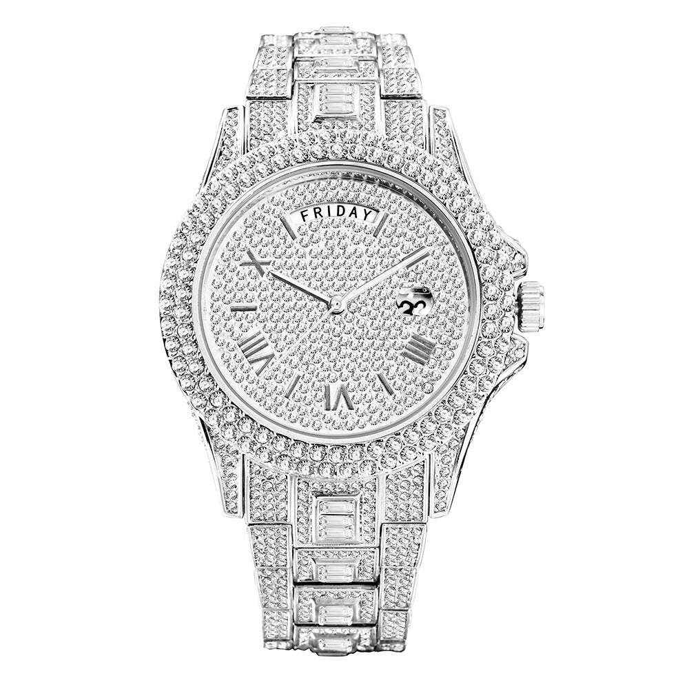 Full Diamond Quartz Watch - Luxury Timepiece with Sparkling Elegance - Swefashionstore
