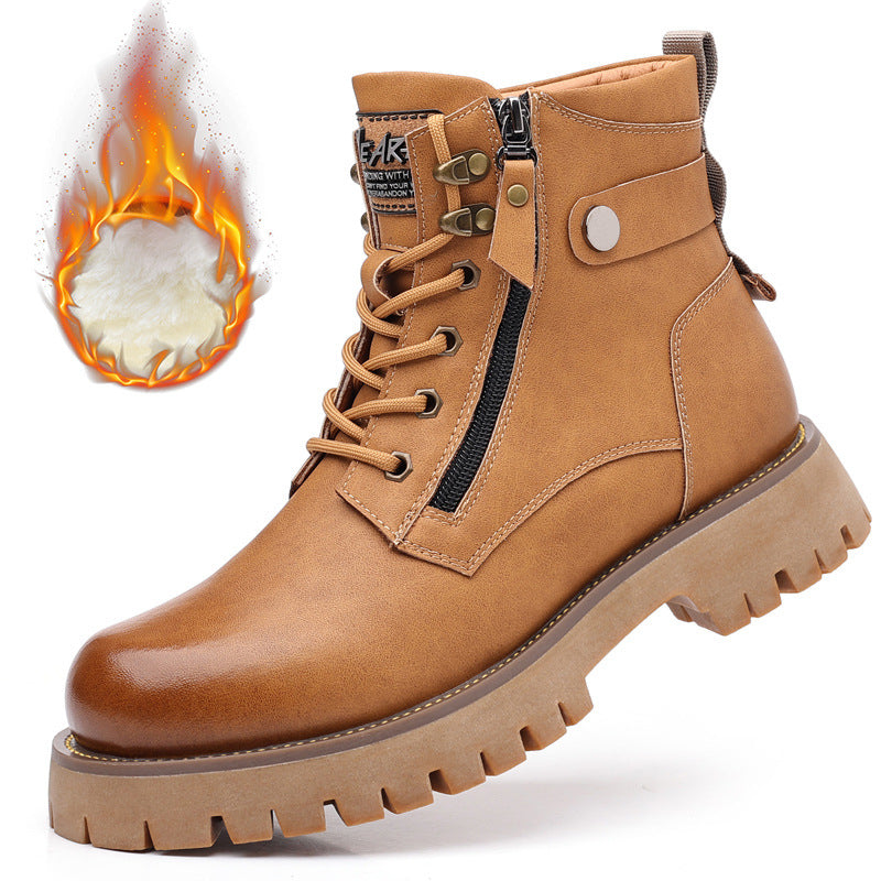 High-top Thermal Height Increasing Leather Boots - Swefashionstore
