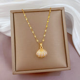 Shell Pearl Necklace With Rhinestones Female Zircon - Swefashionstore