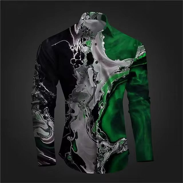 Fashion Casual Vintage Long Sleeve Shirt with vibrant mixed colors and unique design.