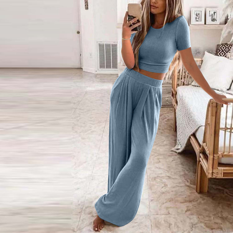 Solid CASUAL Home Two-piece SUIT For Women - Swefashionstore