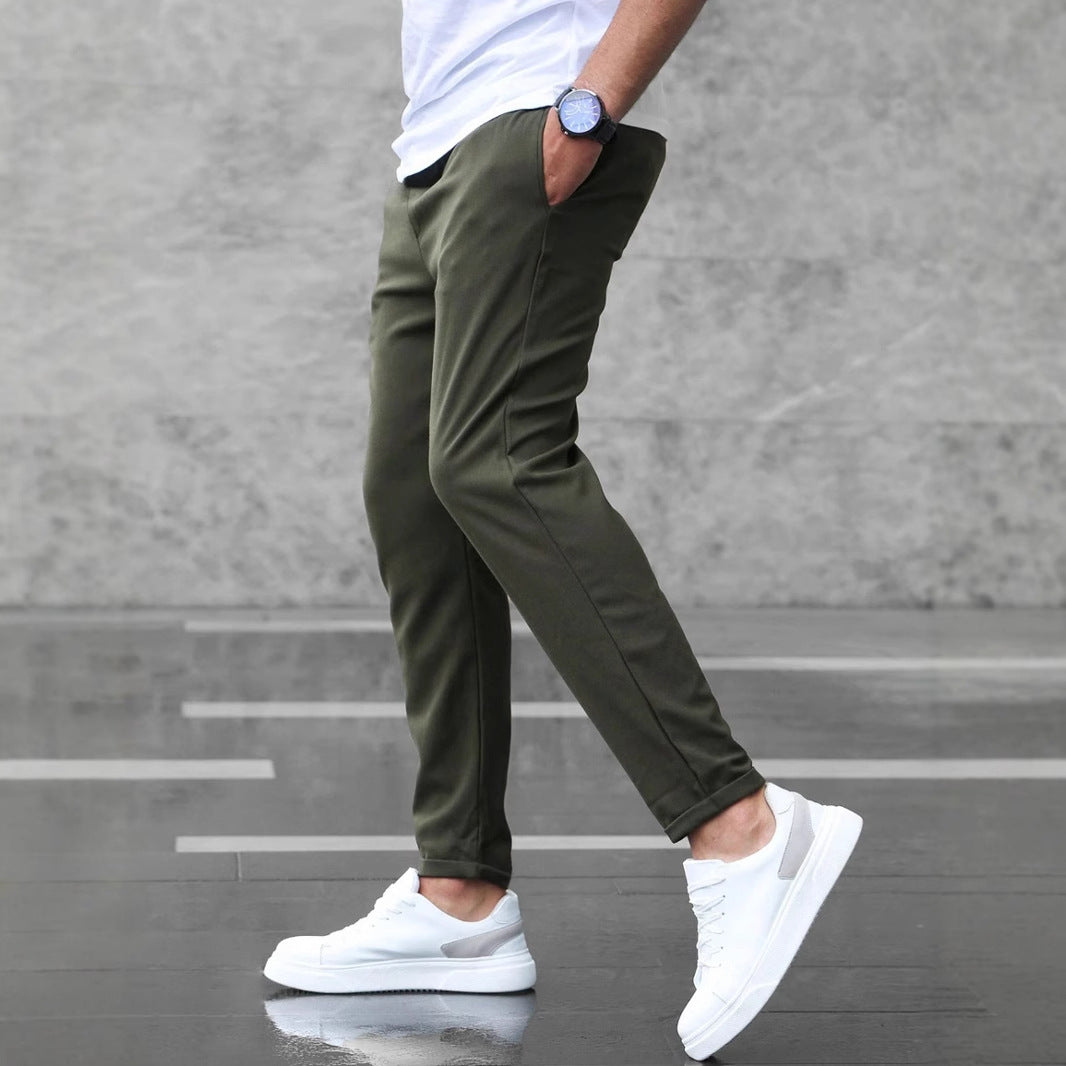 Herren Freizeithose mit Taschen Modische Slim-Fit-Hose mit Kordelzug