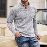 Gray Long Sleeves Thickening Polo Shirt - Swefashionstore