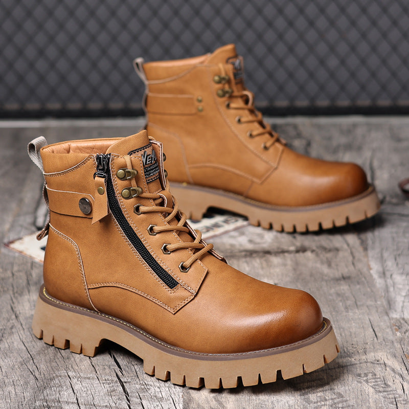 High-top Thermal Height Increasing Leather Boots - Swefashionstore