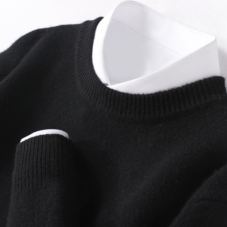 High Quality Loose Round Neck Solid Color Sweater - Swefashionstore
