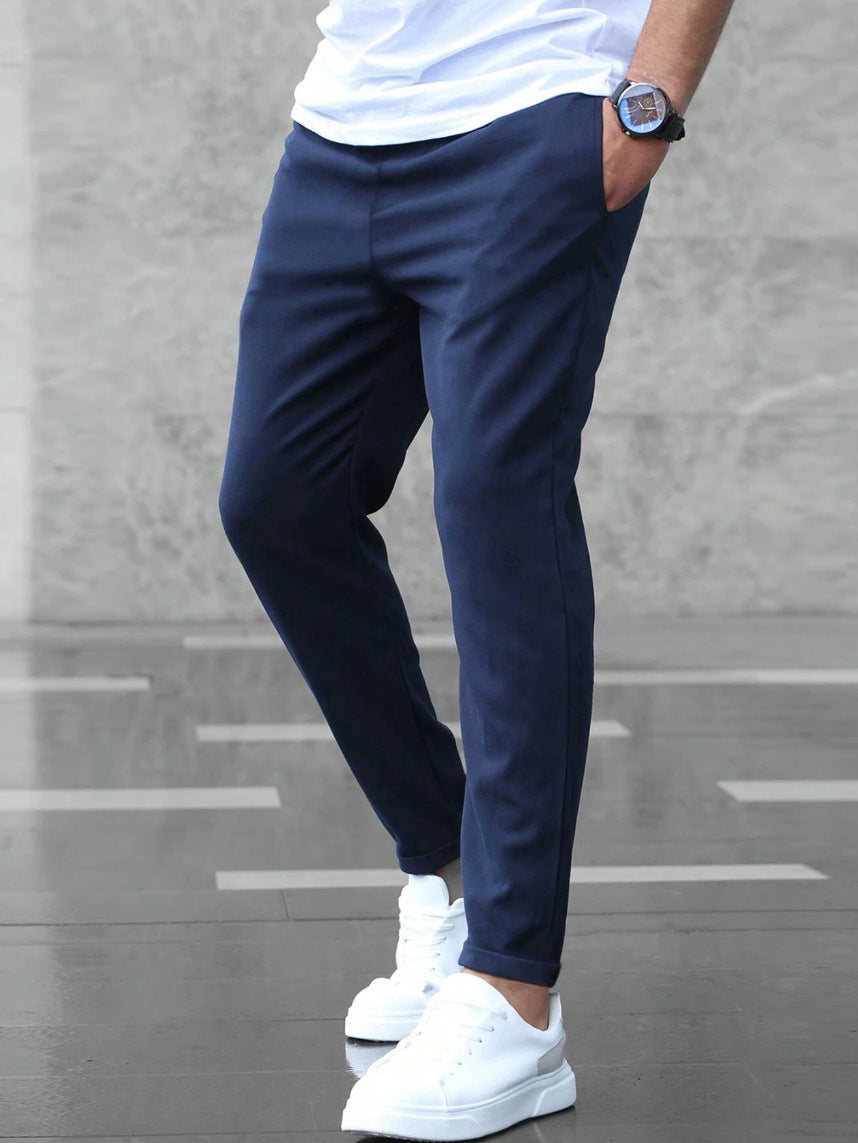 Herren Freizeithose mit Taschen Modische Slim-Fit-Hose mit Kordelzug