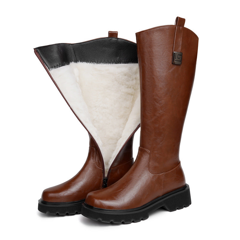 Women's High Tube Long Boots Fleece-lined Thickened