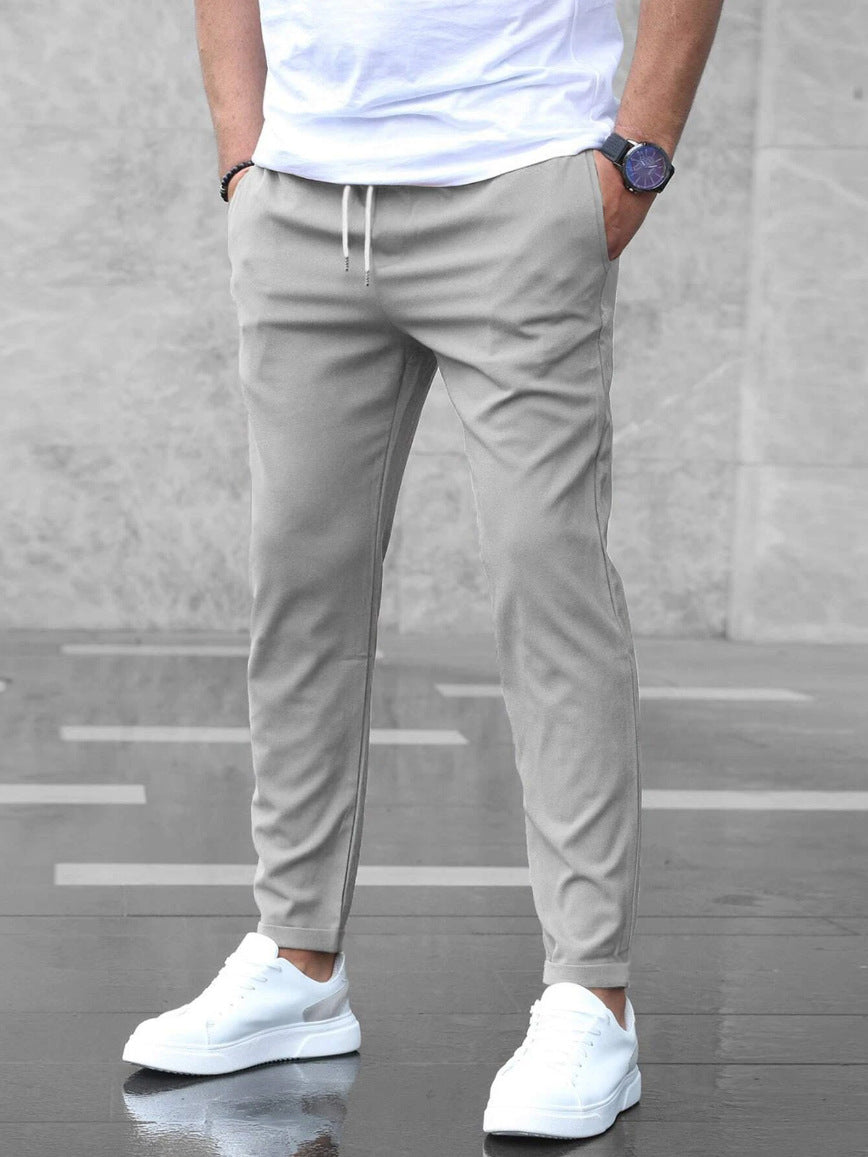 Herren Freizeithose mit Taschen Modische Slim-Fit-Hose mit Kordelzug