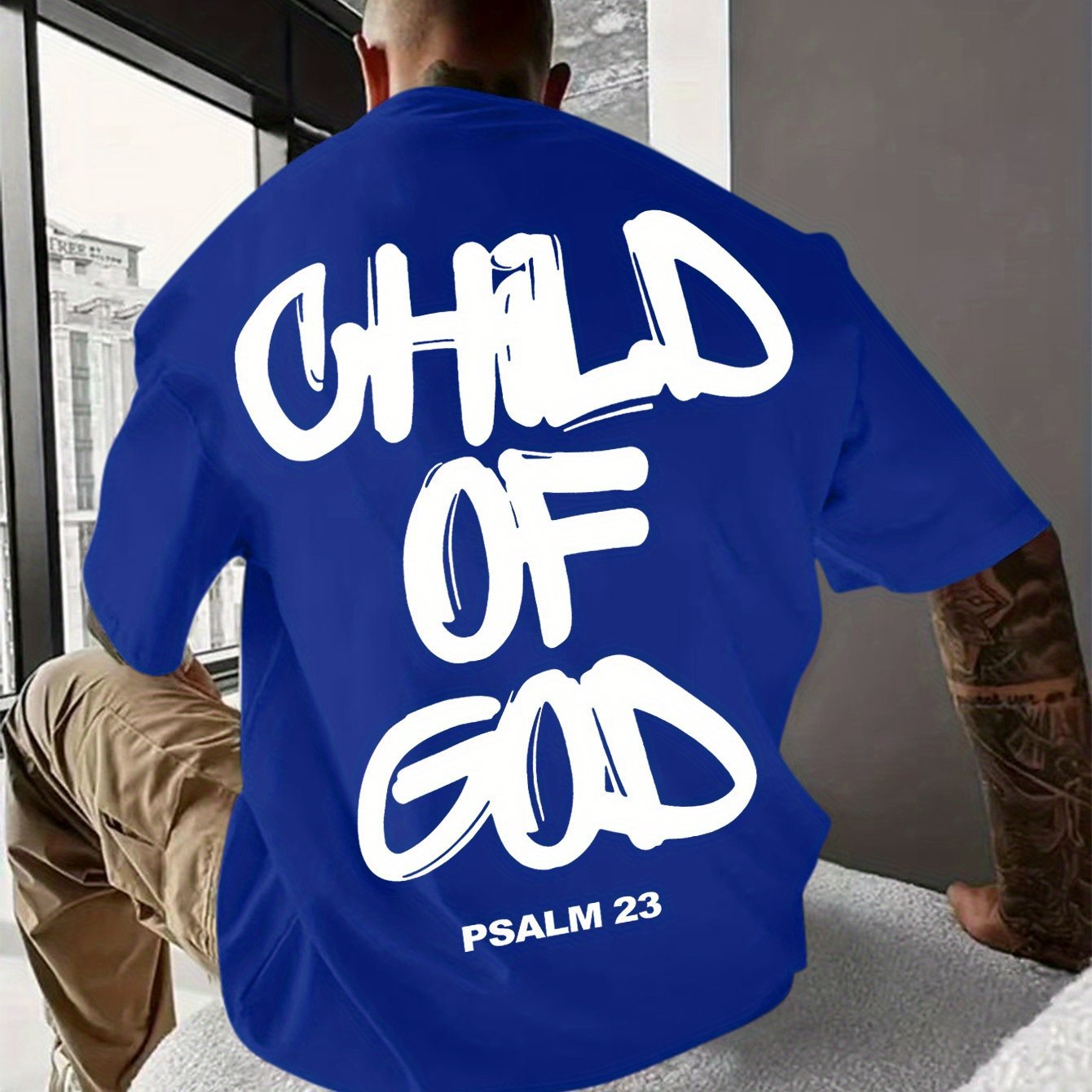 Casual and comfortable men's short sleeve shirt, featuring bold text design, suitable for youth and adult, made of cotton.