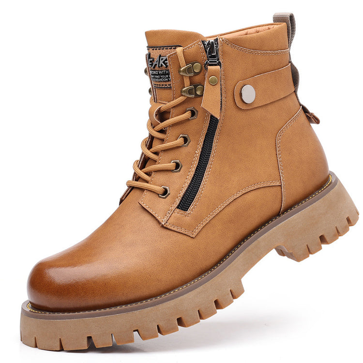 High-top Thermal Height Increasing Leather Boots - Swefashionstore
