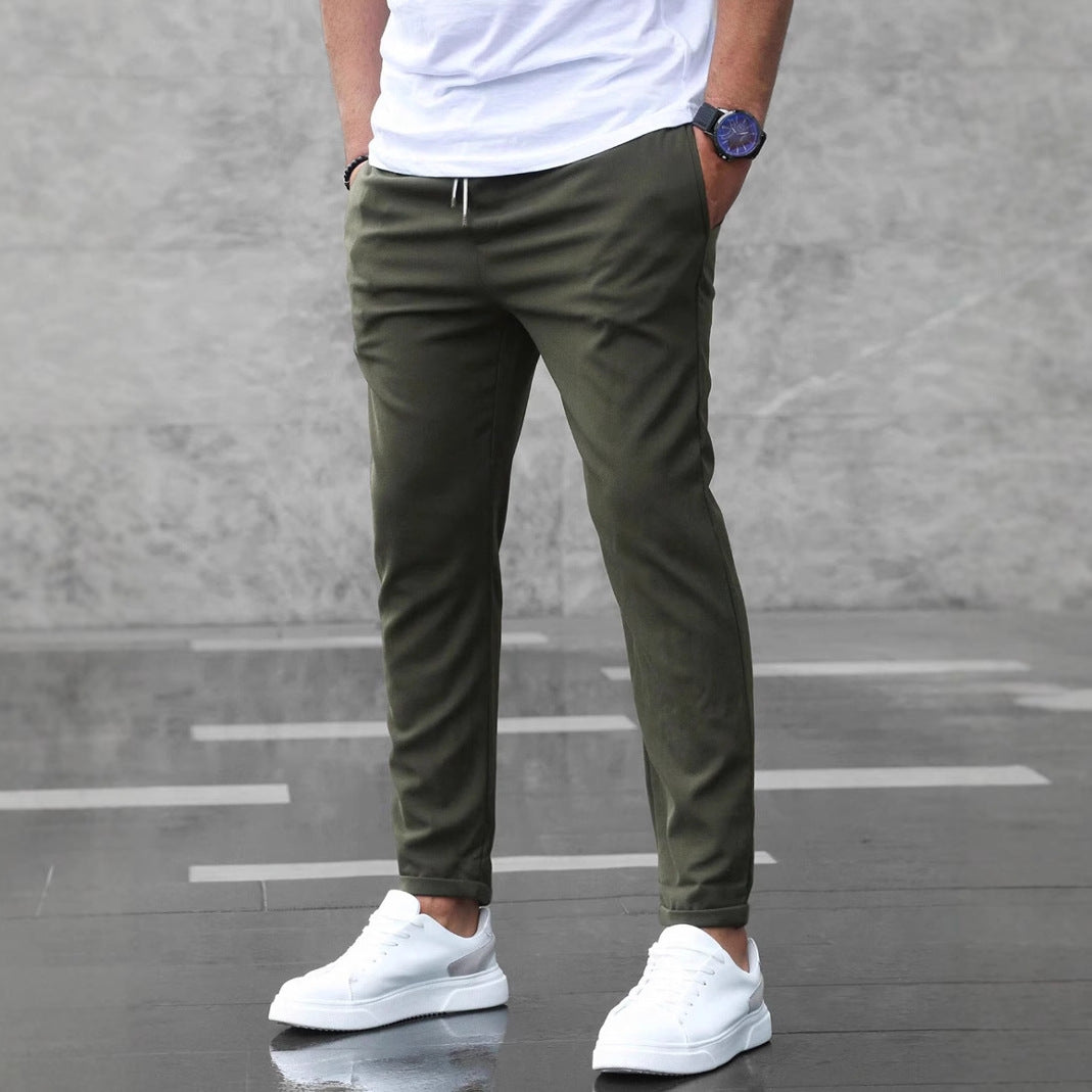 Herren Freizeithose mit Taschen Modische Slim-Fit-Hose mit Kordelzug