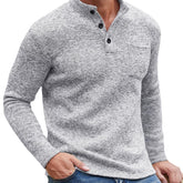 Gray Long Sleeves Thickening Polo Shirt - Swefashionstore