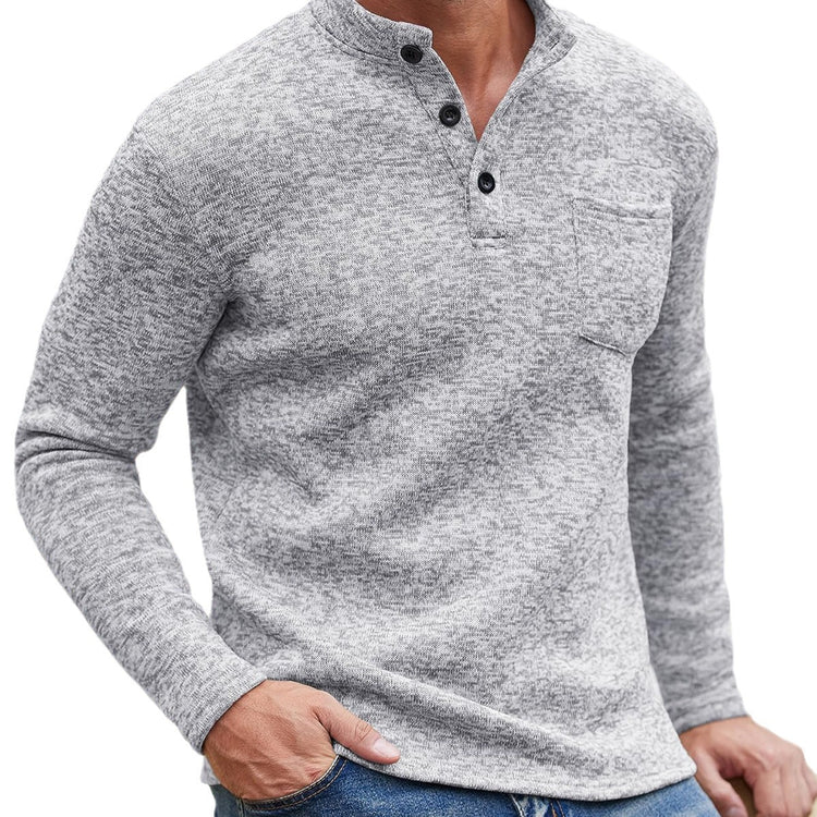 Gray Long Sleeves Thickening Polo Shirt - Swefashionstore