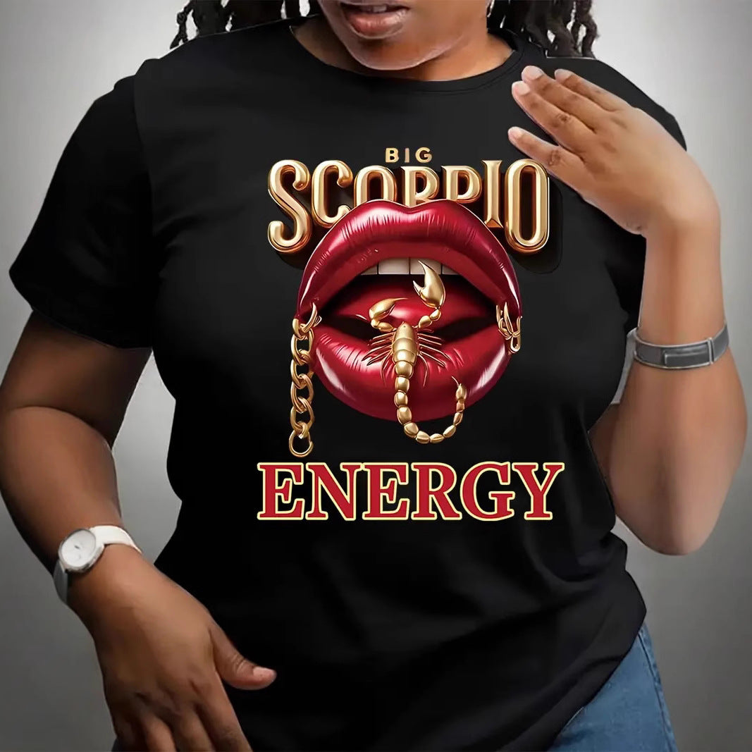 Lip Letter Print Short-sleeve Top For Women