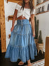 SUMMER FASHION Bohemian A- Line Layered Cake Denim Skirt - Swefashionstore