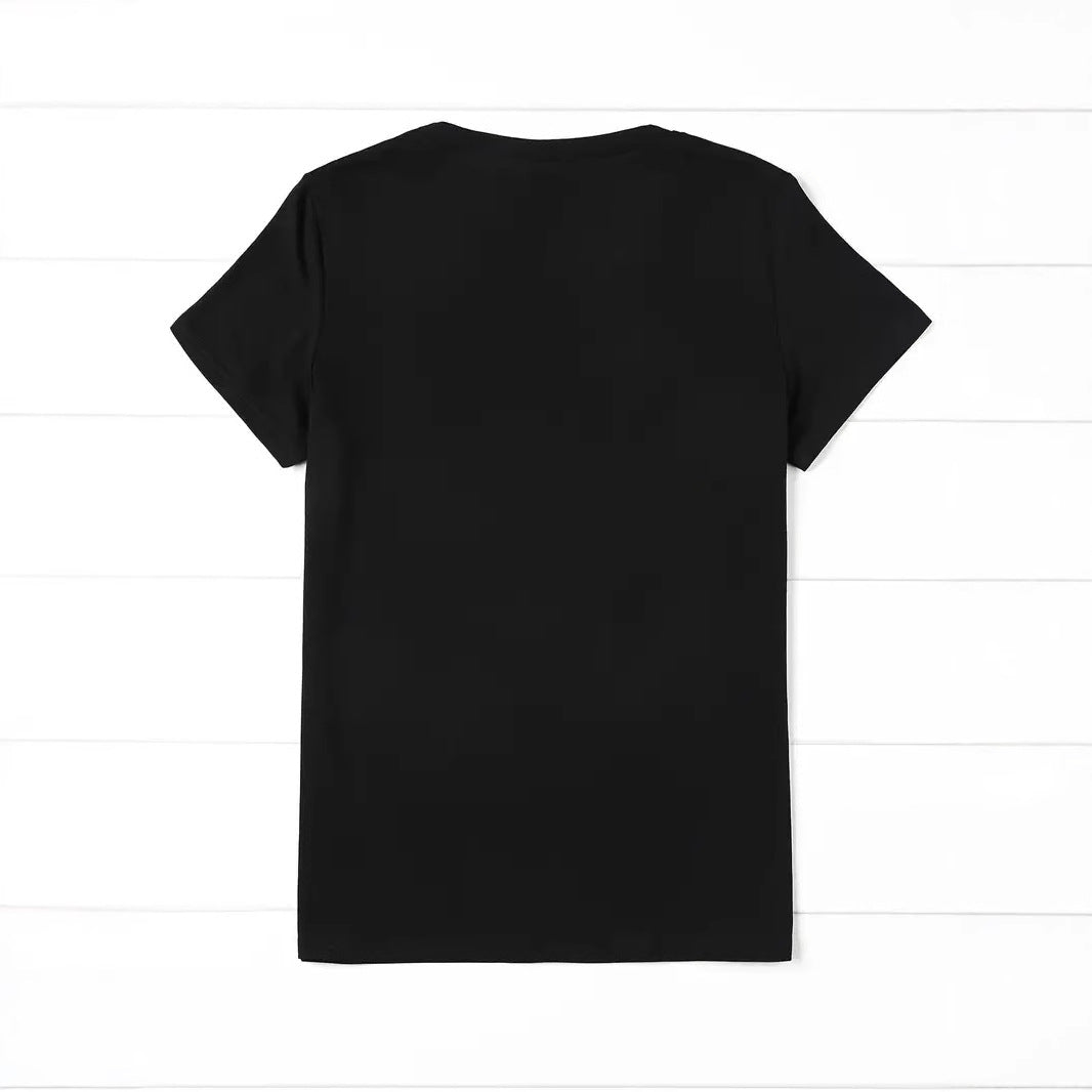 Lip Letter Print Short-sleeve Top For Women - Swefashionstore