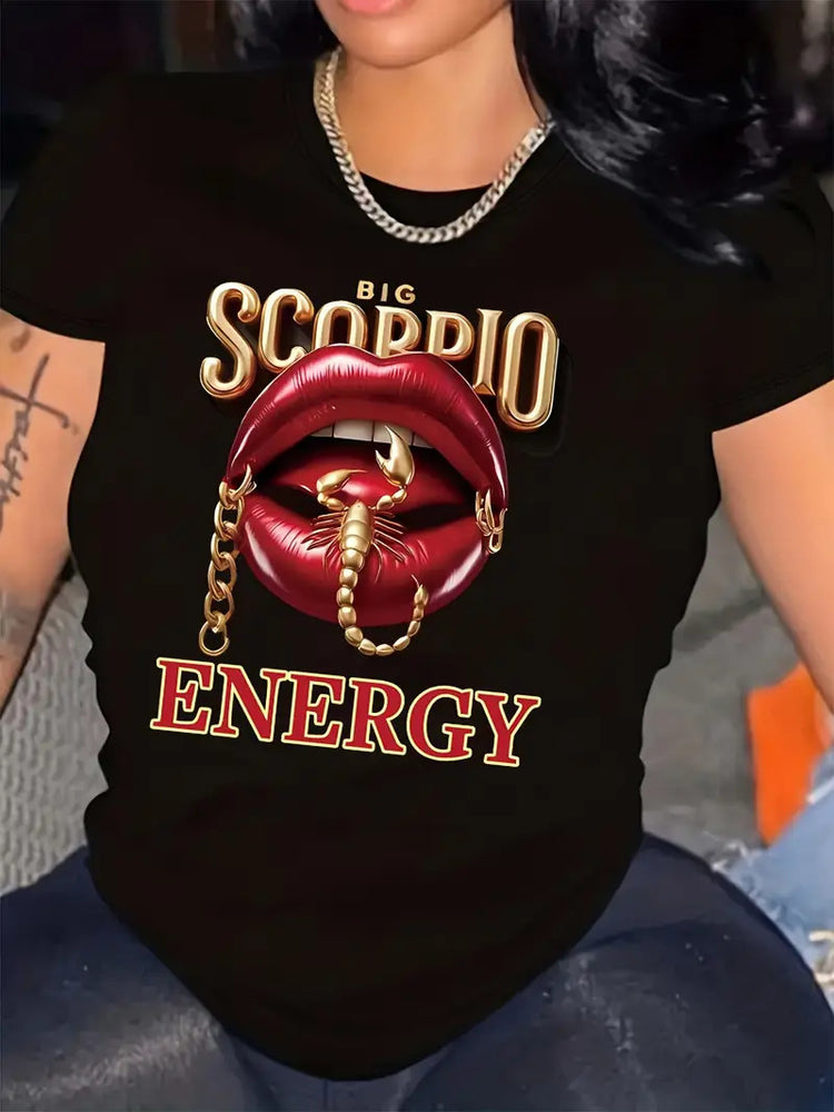 Lip Letter Print Short-sleeve Top For Women - Swefashionstore