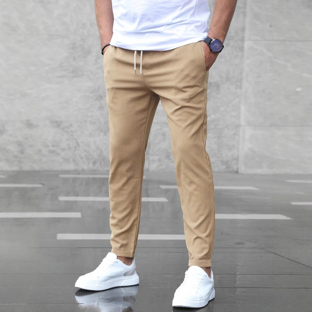 Herren Freizeithose mit Taschen Modische Slim-Fit-Hose mit Kordelzug