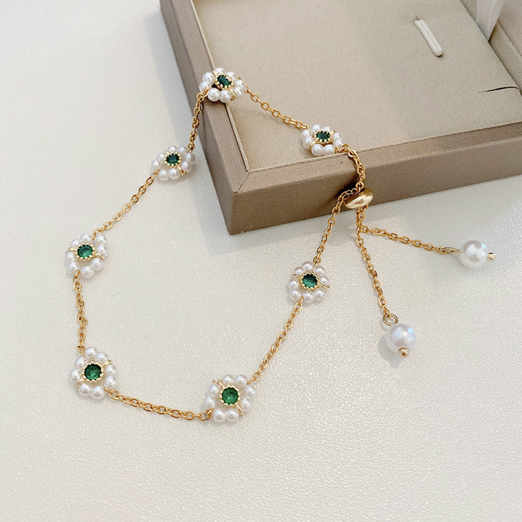 Pearl Flowers Bracelet All-match Fashion Adjustable Chain Bracelet - Swefashionstore