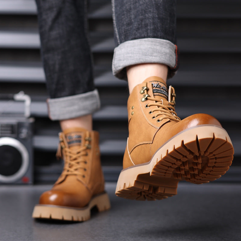 High-top Thermal Height Increasing Leather Boots - Swefashionstore