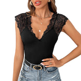 LACE FASION Stitching Large V-neck Jumpsuit - Swefashionstore