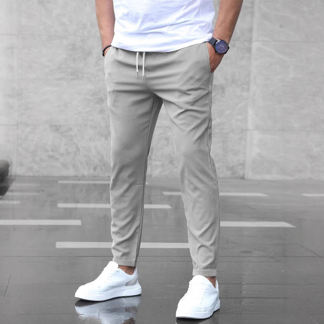 Herren Freizeithose mit Taschen Modische Slim-Fit-Hose mit Kordelzug