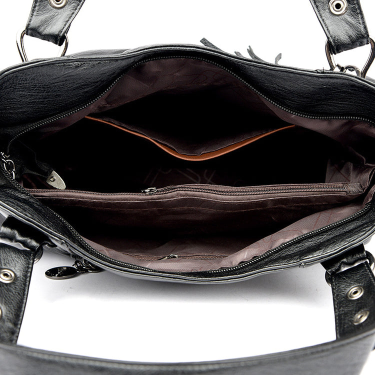 CLASSIC Washed Sheepskin Tassel Bag Texture - Swefashionstore