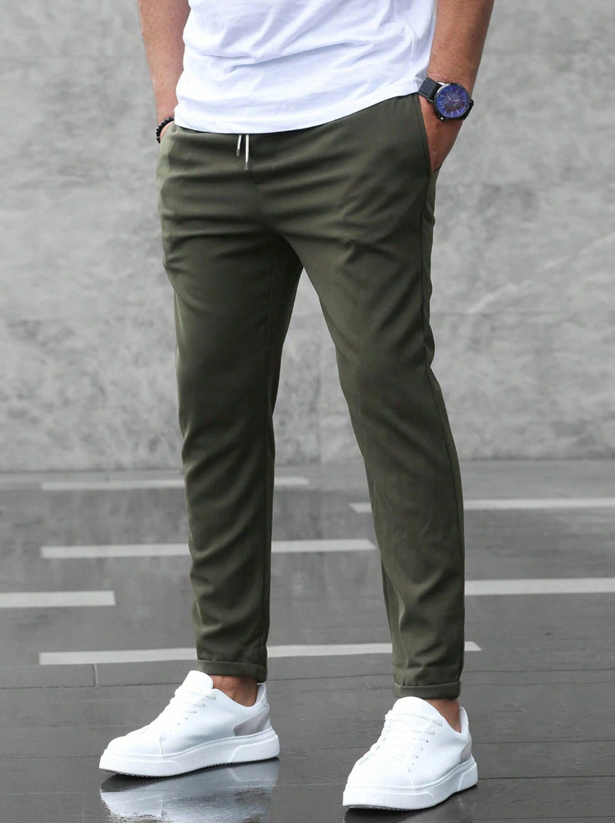 Herren Freizeithose mit Taschen Modische Slim-Fit-Hose mit Kordelzug
